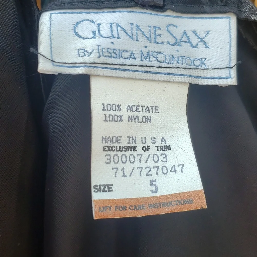 Gunne Sax Black Brocade Lace Detail Formal Dress 5 - Picture 5 of 7